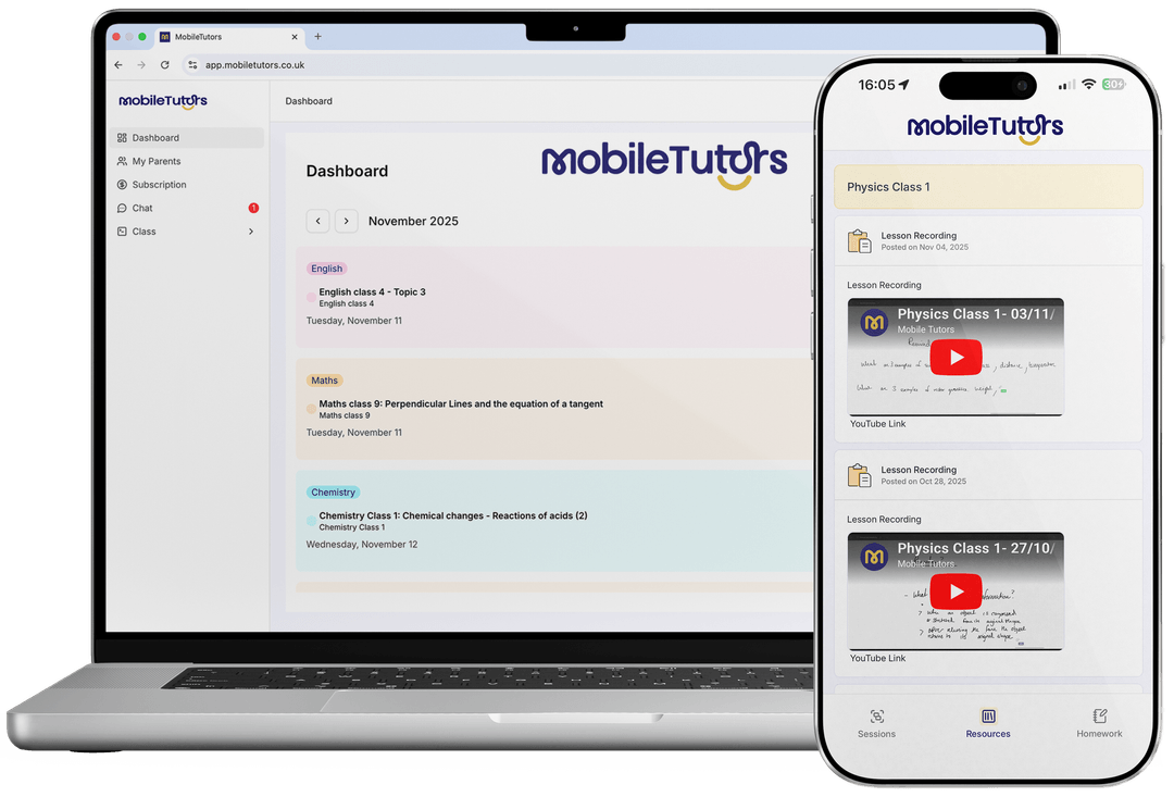Mobile Tutors App on Laptop and Phone