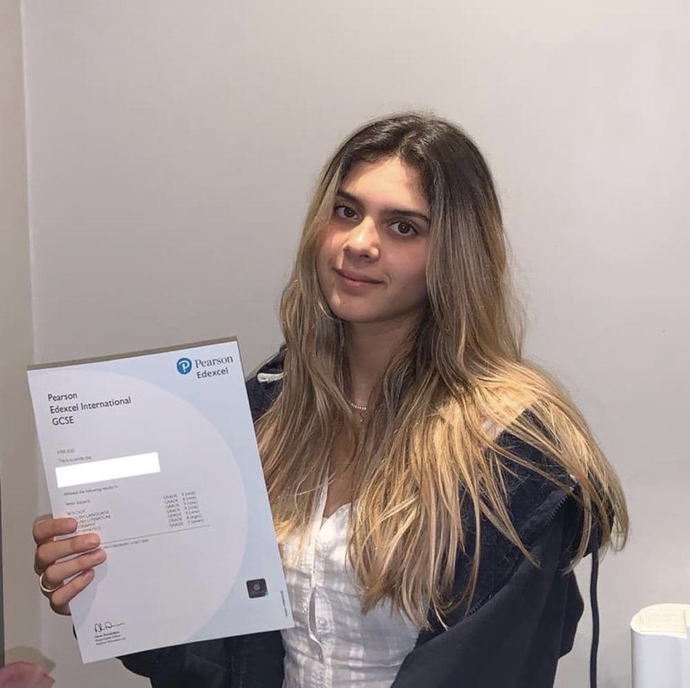 Alina with her results